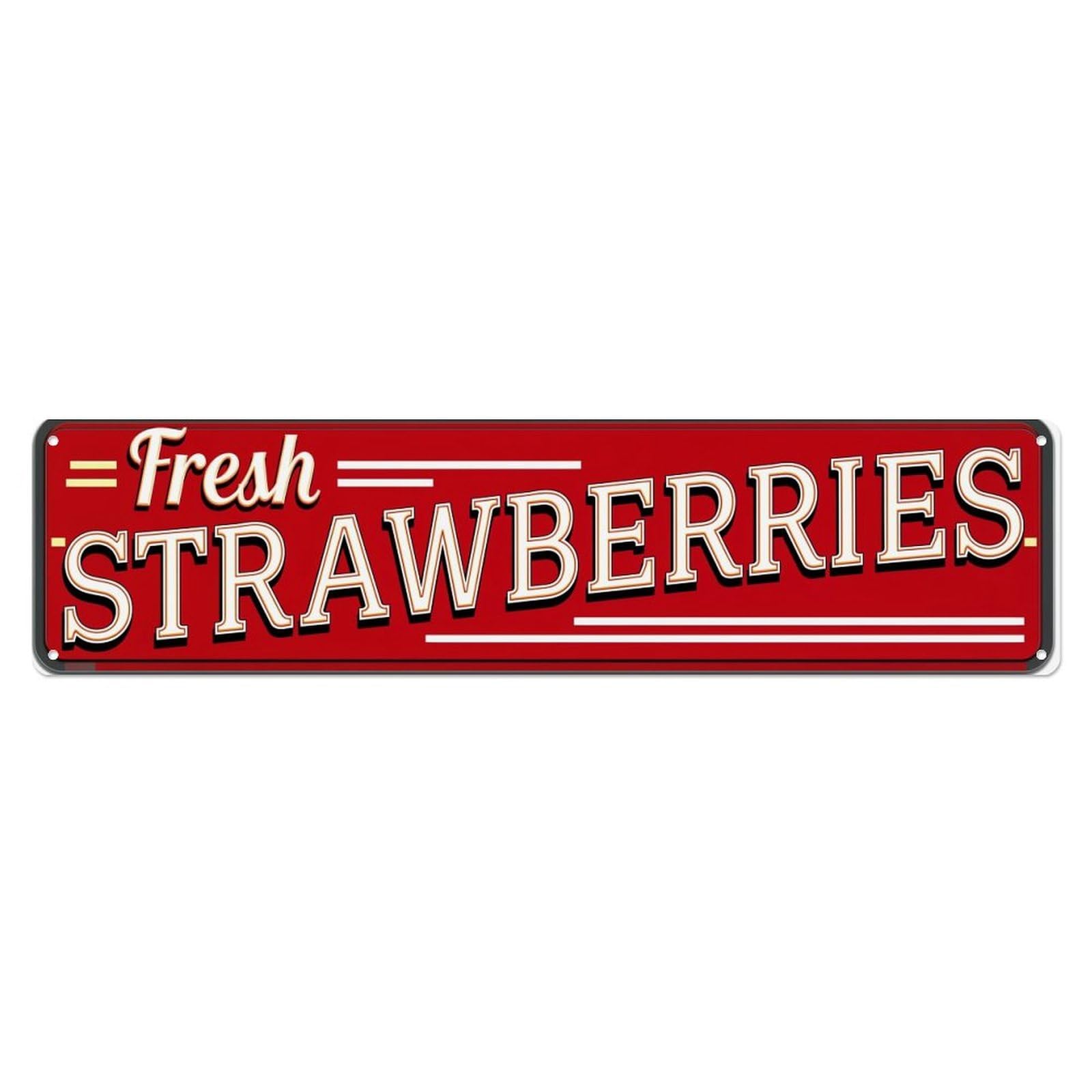 Fresh Strawberries Sign Pattern_3 Metal Tin Sign Plaque