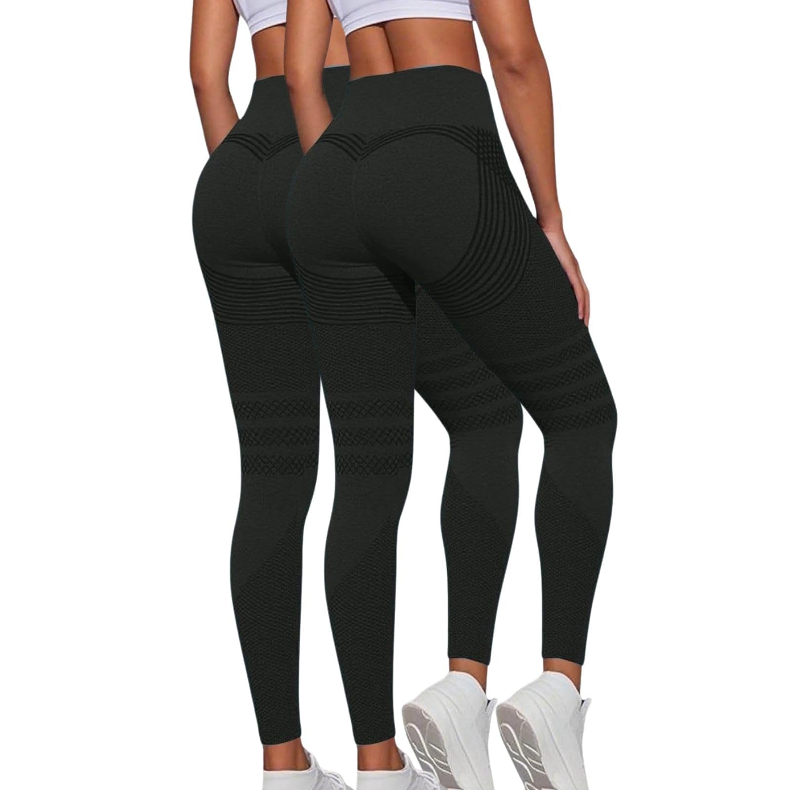 2026 Lot de 2 Luveon Legging Anti Cellulite Femme 3D Original, Leggings 3D Anti Cellulite, Legging à Compression - Minceur Taille Haute sans Couture Yoga Fitness Sport Pantalon S-3XL