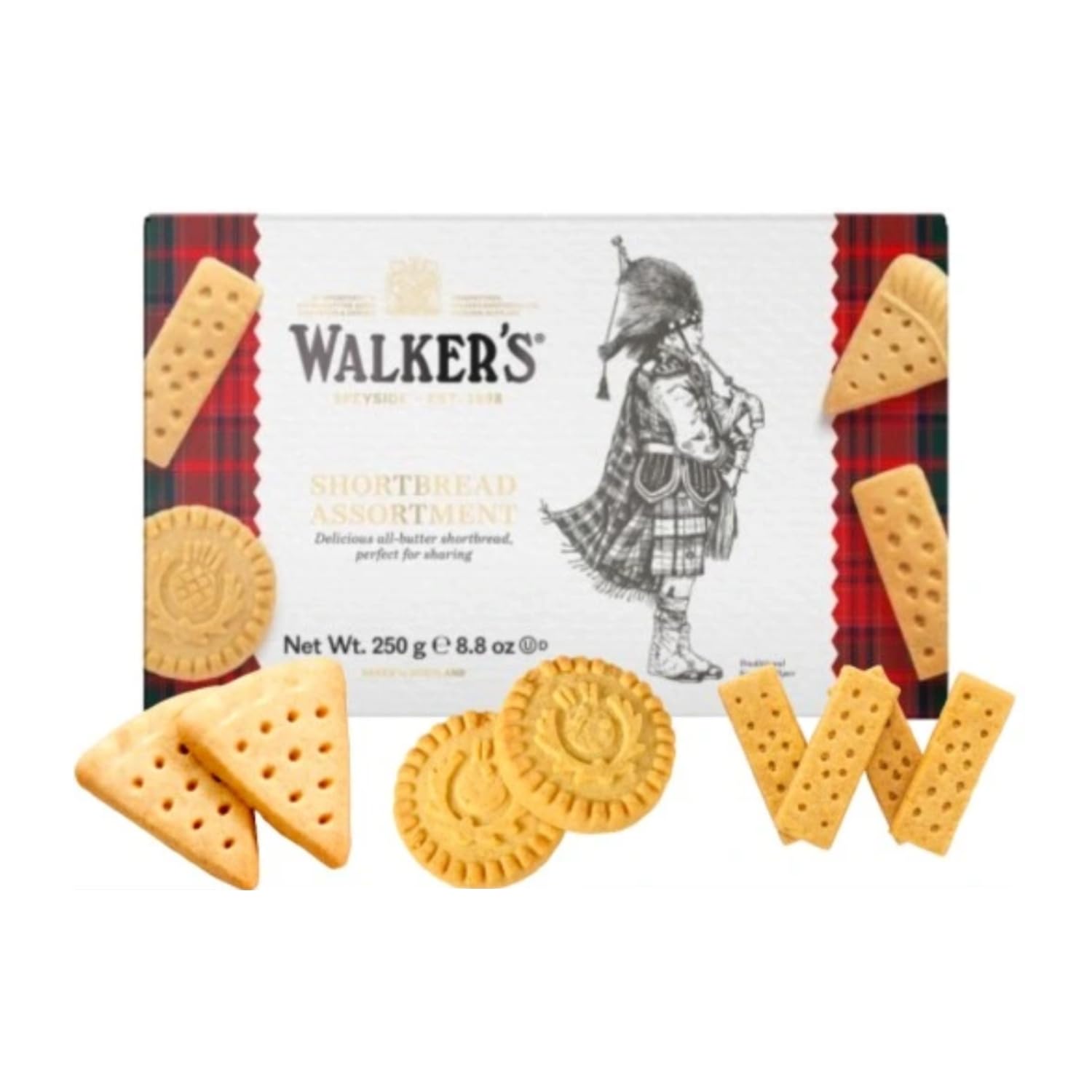 Walkers | Biscotti Burro Scatola Regalo | Biscotti Burro Scozzese | Astuccio Biscotti Confezione Regalo | Pasticceria Inglese Puro Burro - 250 Gr
