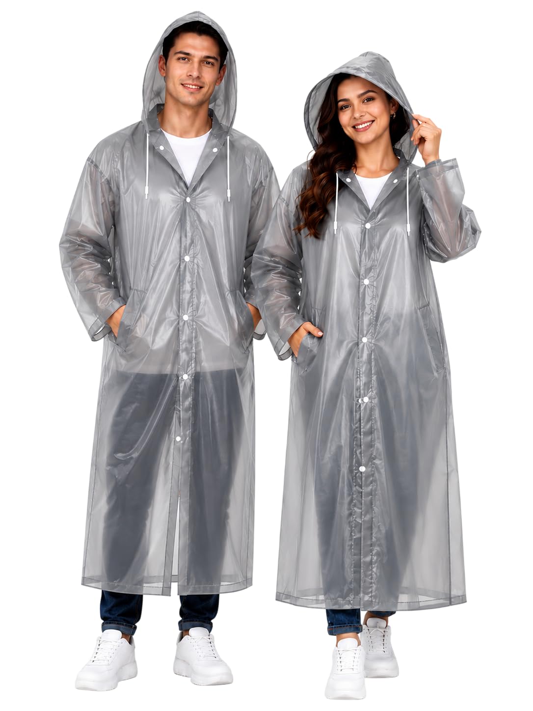 kavyashine Unisex Long Raincoat with Hood, Purple, Waterproof PVC Rain Jacket for Outdoor Travel, Bike Riding, Snap Button Closure-picture-39
