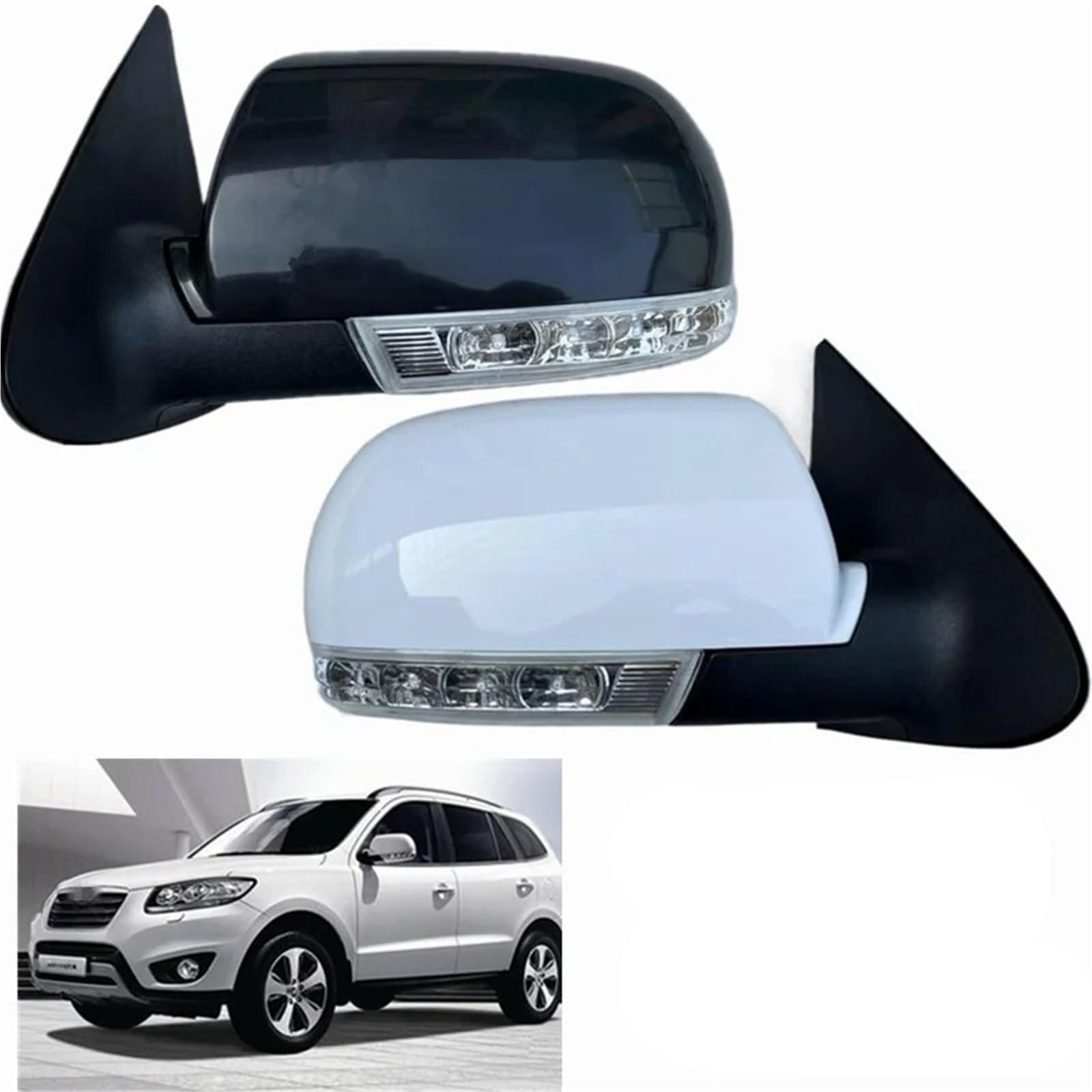 Specchietto Retrovisore Per Hyundai Per Santa Fe 2.4L .7L 2007 2008 2009 2010 2011 2012 8PINS Con Lampada Accessori Pieghevole Specchietto Retrovisore Laterale(White right)