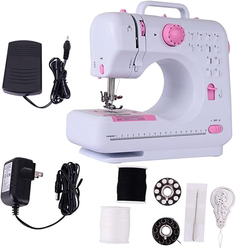 Miniatura 3 de COHEALI Máquina de coser con brazo de doble hilo Mini Overlock fácil de usar para proyectos domésticos y principiantes