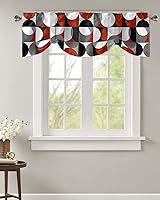 Vista 46 de Cenefa de cocina para ventanas, Día de la Independencia, pentagrama, textura de arpillera a cuadros, semitransparente, con bolsillo para barra