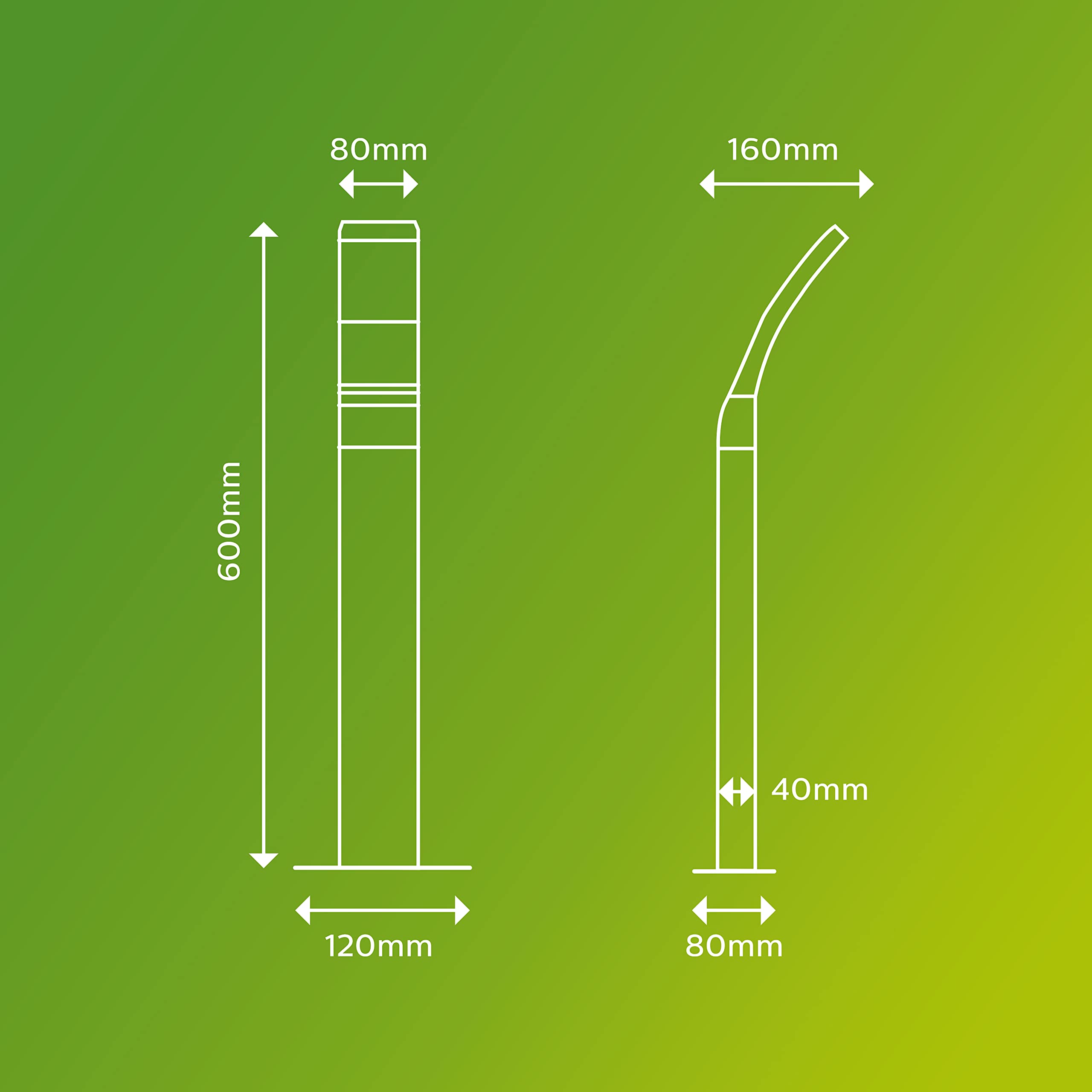 Philips Borne Exterieur LED, Luminaire Exterieur, Gris Anthracite, Résistant à l'eau IP44, Philips Splay pour éclairage de votre maison, jardin et terrasse