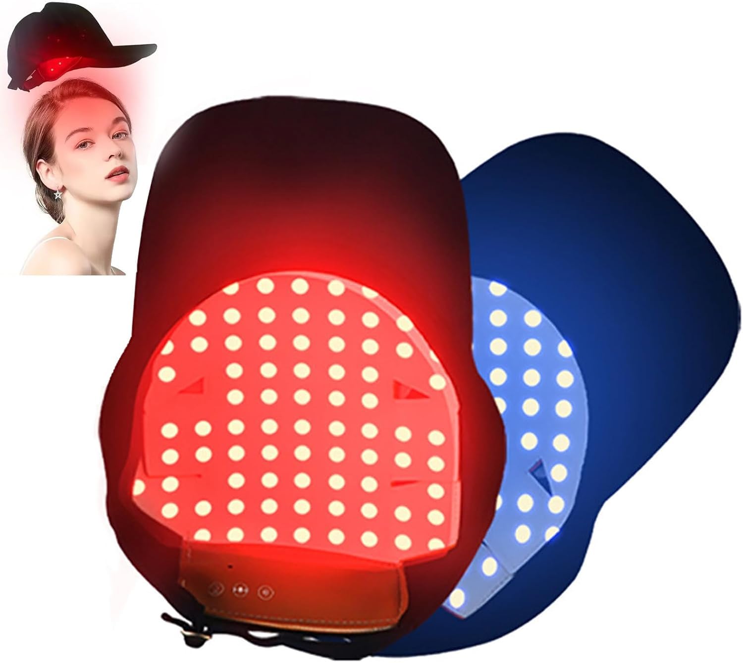 Casque De Croissance Des Cheveux, 630 Nm, 650 Nm, 470 Nm, LumièRe Rouge Et Bleue, 4 Modes, Massage Par Vibration, 70 Led, Pour Favorise La Repousse Rapide Des Cheveux, Pour Hommes Et Femmes