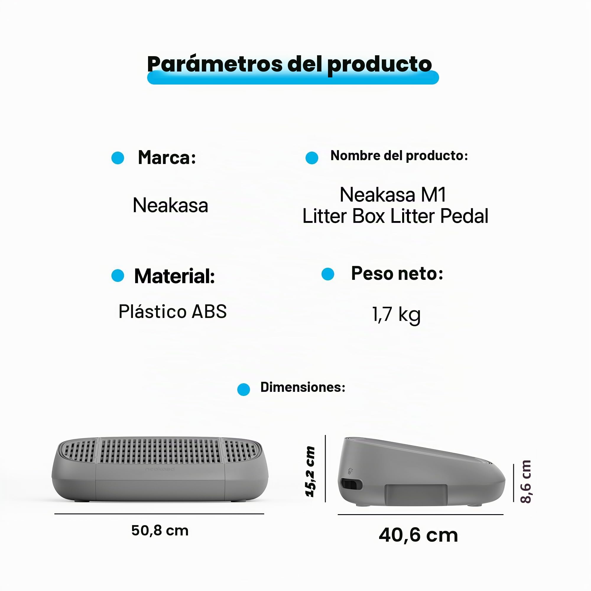 Neakasa Taburete de Pedal para Gatos Con Función de Filtro, Rampa de Arena Fácil de Limpiar, Atrapador M1 Con Parte Superior Abierta, Autolimpiante