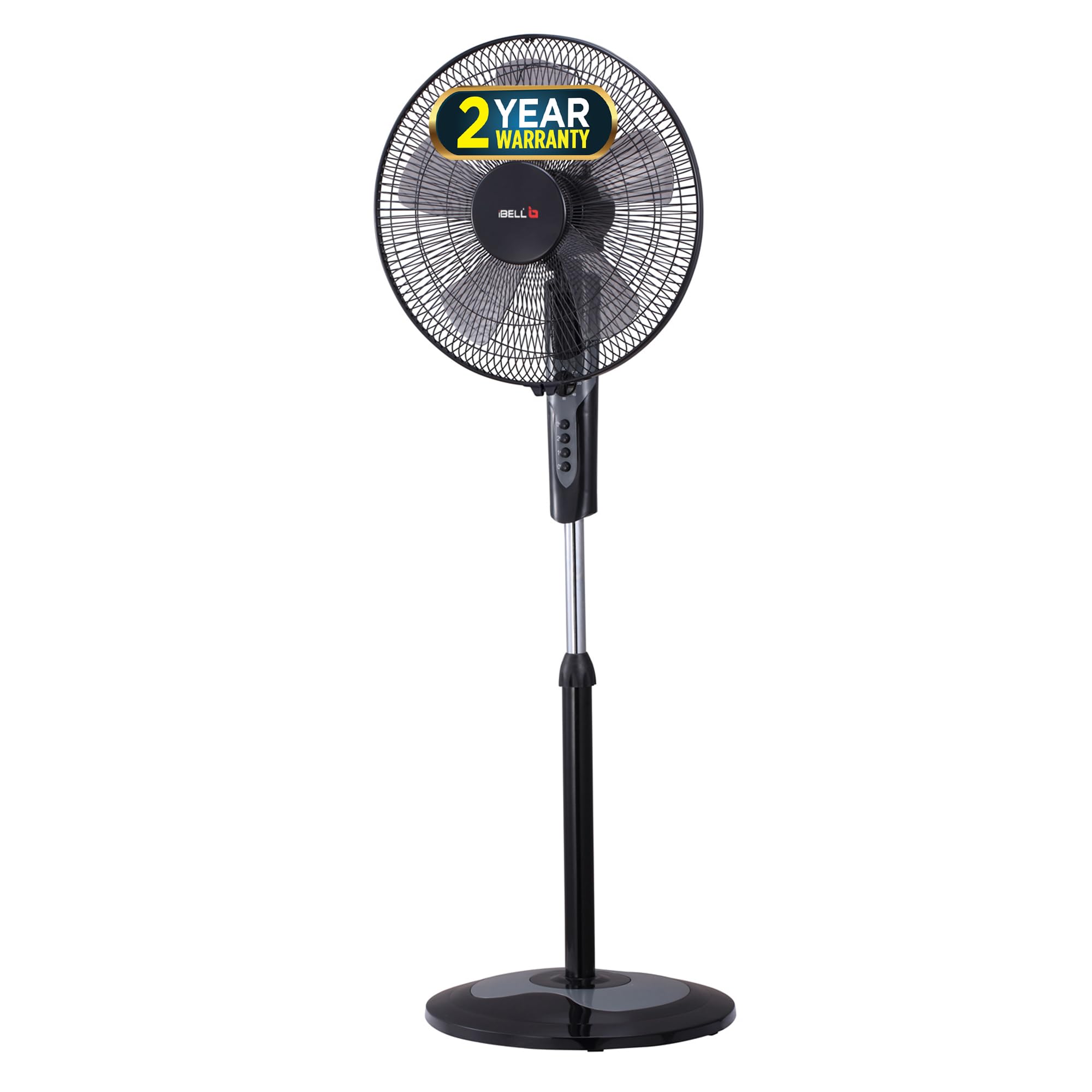 IBELL CHROME10 Pedestal Fan | Adjustable Height & 2hr Timer | 5-Leaf Design | High-Speed Performance | 100% Rust Free | 2-Yrs Warranty 【Black】-image-1