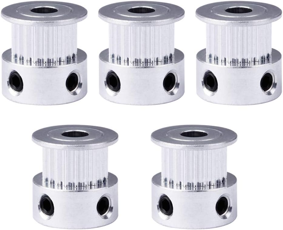 GT2 20 Teeth 5mm Bore Timing Pulley Aluminum Synchronous Wheel for 6mm Belt, Compatible with RepRap 3D Printer Prusa i3 (5pcs)