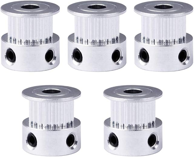 Saipor GT2 20 Teeth 5mm Bore Timing Pulley Aluminum Synchronous Wheel for 6mm Belt, Compatible with RepRap 3D Printer Prusa i3 (5pcs)