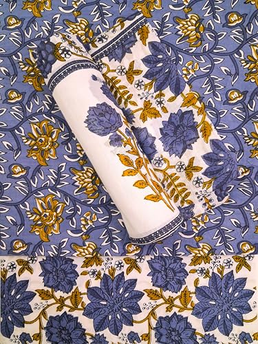 Image of VEENA HANDICRAFT Pure Cotton Jaipuri Sanganeri Print Salwar Suit With Dupatta set