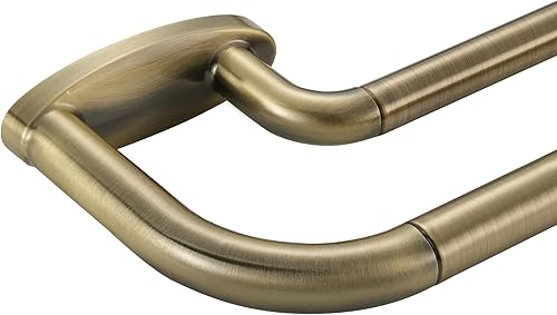 Varillas de cortina dobles de bronce antiguo, barra de cortina de oscurecimiento de habitación para 72-144 pulgadas, barra de metal de calidad
