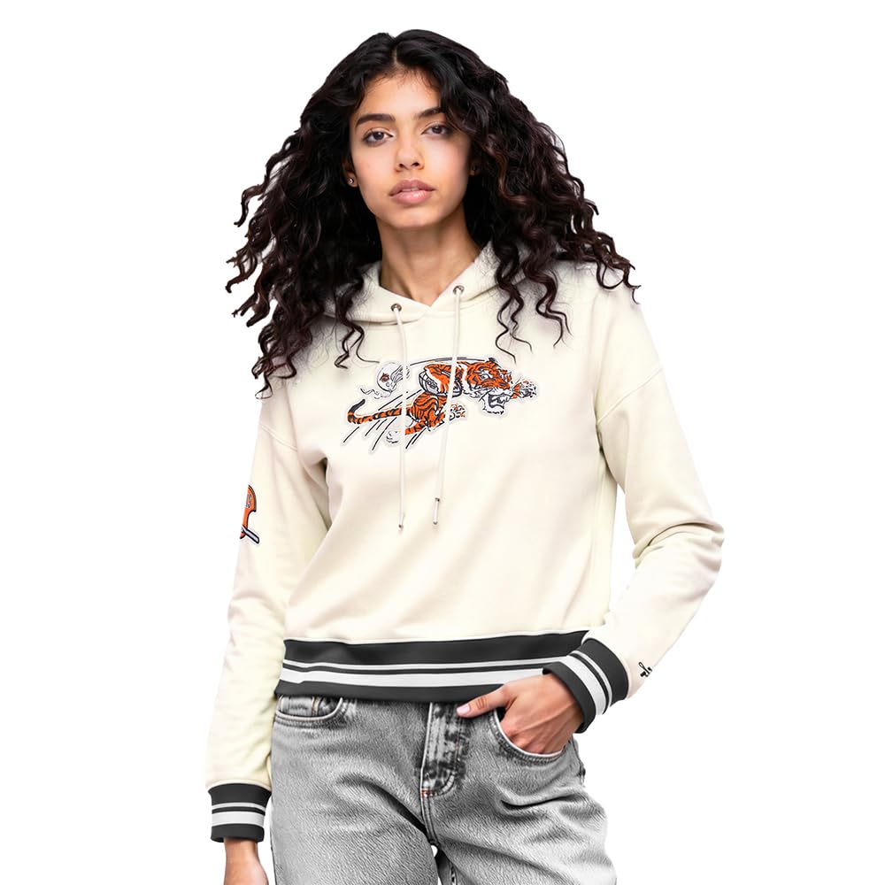 Pro Standard Womens NFL Washington Commanders Retro Classics Cropped Pullover Hoodie Eggshell/Black S