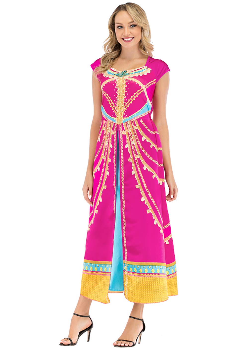 Atorcher Womens Jasmine Princess Cosplay Dance Dress Up Aladdin Costumes Party Adventure Outfit Red