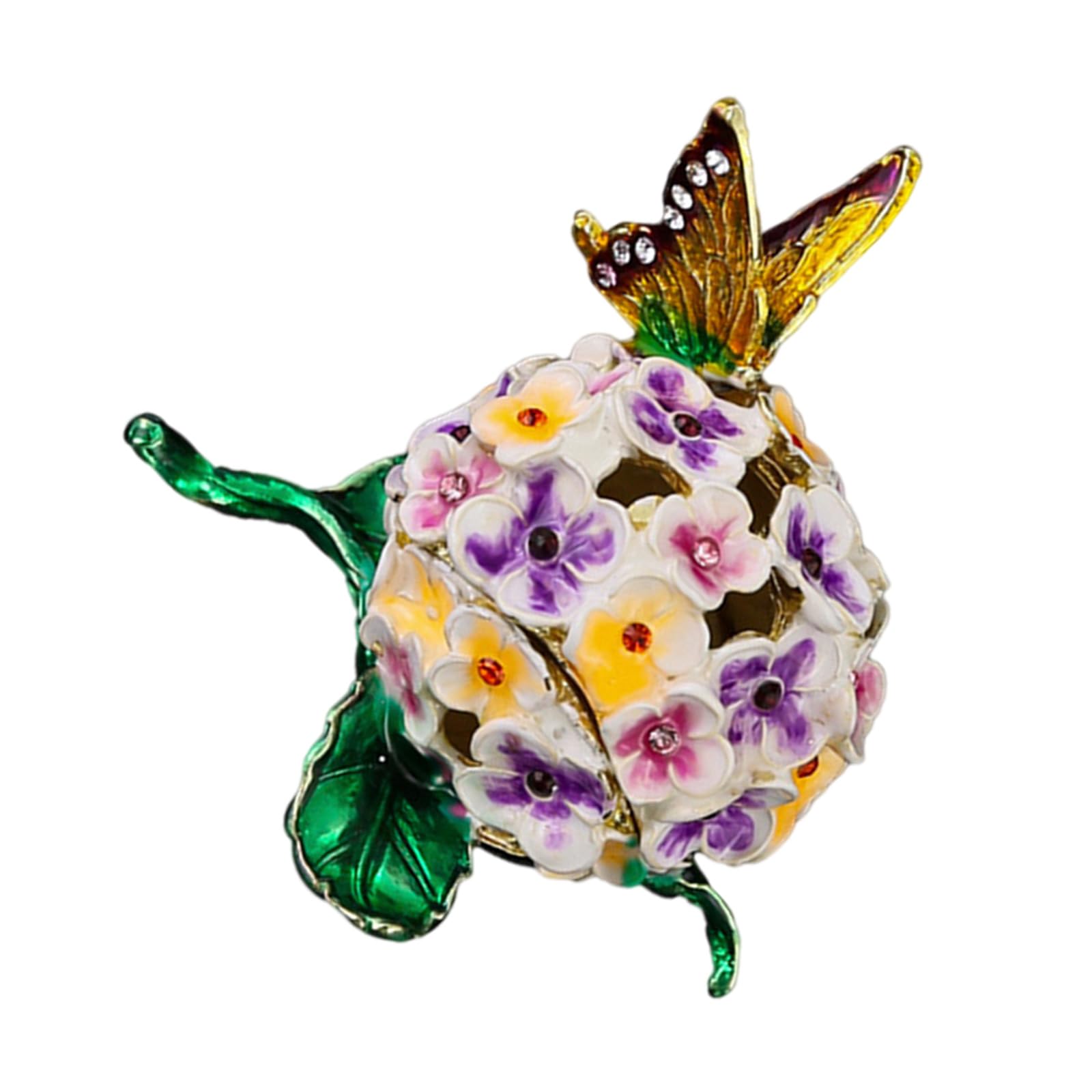 Ljmyy Elegant Enameled Butterfly Jewelry Box With Kirsite Construction Earring Organizers For Earrings And Necklaces Storage