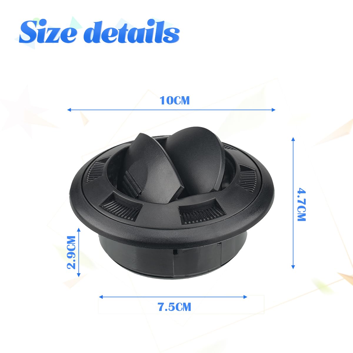 Copertura Presa Aria Rotonda Per Auto/Camper - Nero, Diametro 60mm, Confezione Da 2, In ABS - Foto 3