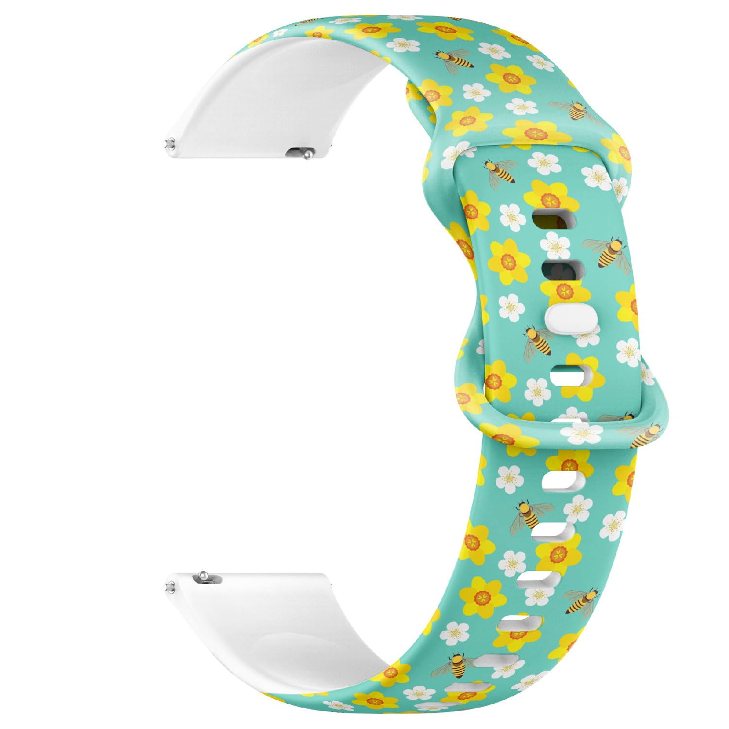 Compatible with Garmin Fenix 7/7 Pro, Fenix 6/6 Pro, Fenix 5/5 Plus, Epix (Gen2) / Epix Pro (Gen2), 22mm Replacement Sport Watch Band (Bees Yellow Daffodils) Silicone Soft Strap Bracelet