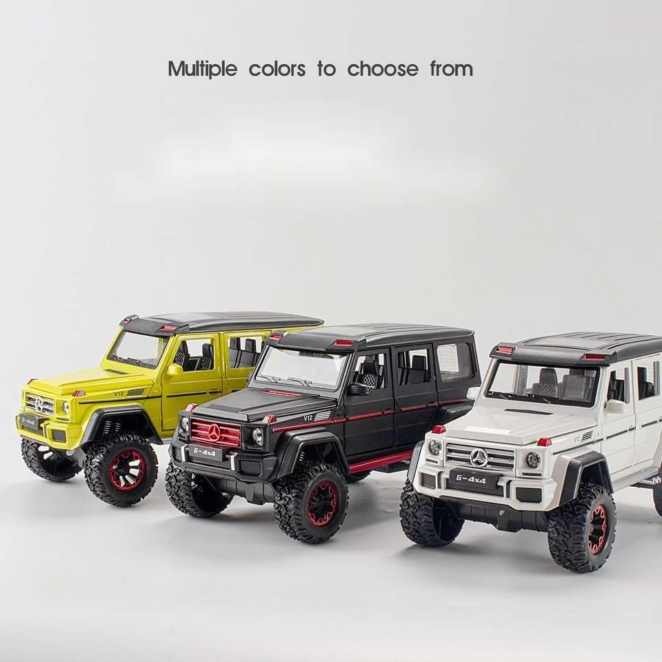 Image of 1 /24 Big Mercedes AMG G500 4X4 Toy Car Metal Pull Back Diecast Car with Openable Door and Sound Light, Gifts Toys for Kids (Black)