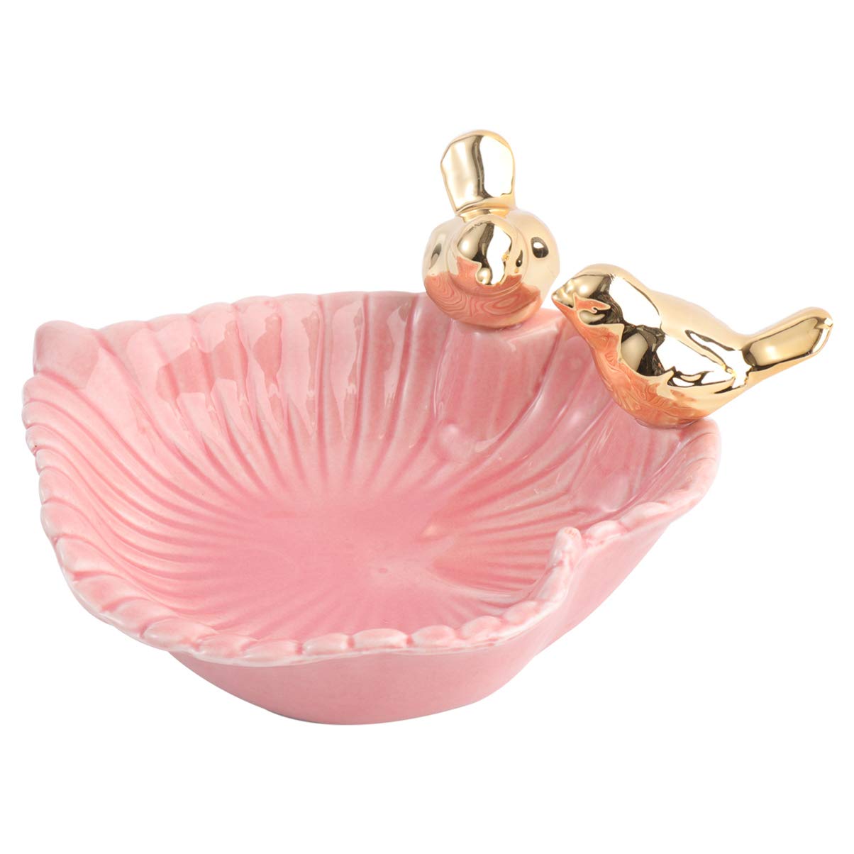 Happyyami Jewelry Display Plate in Fashionable Pink Stylish Trinket Tray for Home Dec