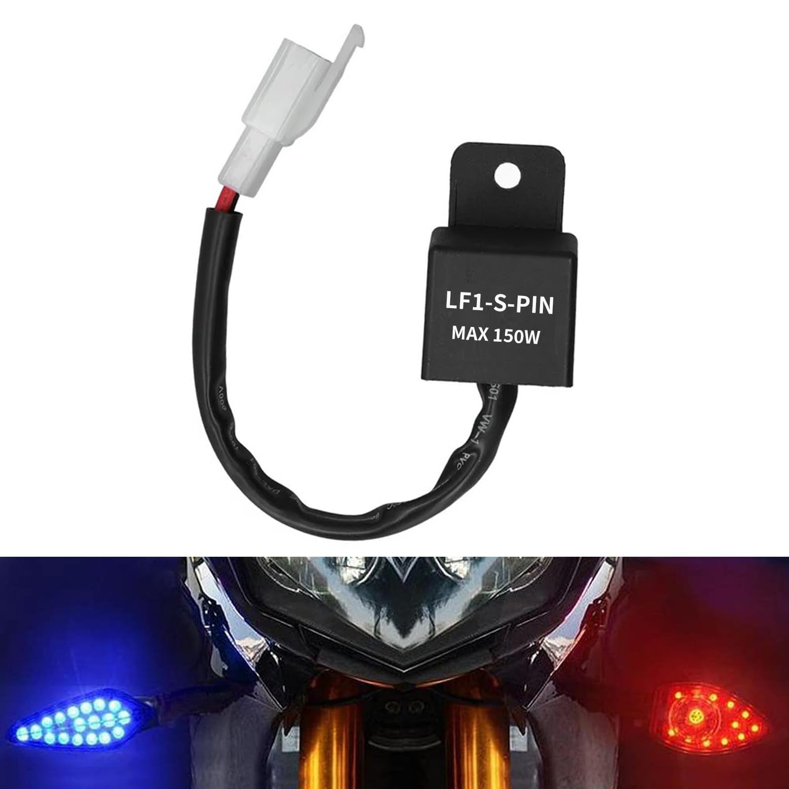 Autokemat LED Flasher Relay 2-Pin, 12V Electronic LED Relay Fix Motorcycle Turn Signal Bulbs Hyper Flash, Wiring Connectors Kit
