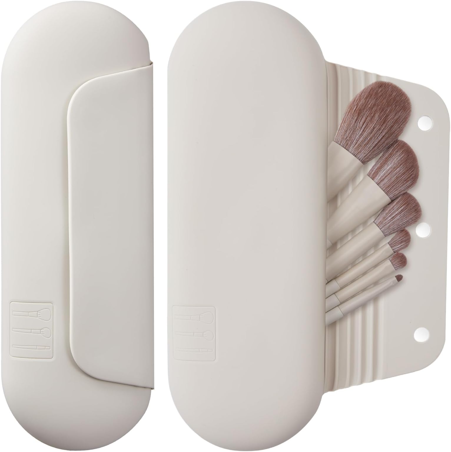 AGIKETSilicone Makeup Brush Holder Travel Cosmetic Bag - Soft Portable Cosmetic Face Brushes Holder with Upgrade Anti-Fall Out Magnetic Closure,Large Travel Makeup Brush Case