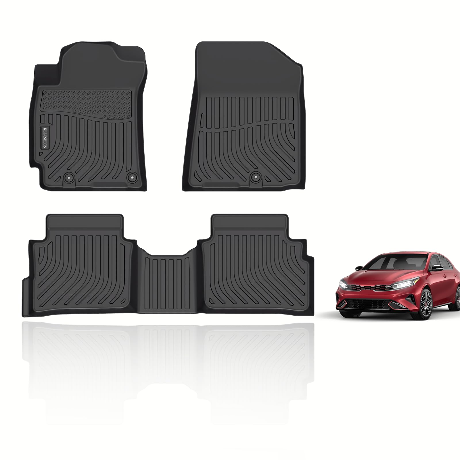 Photo 1 of Floor Mats Custom for Kia Forte 2024 2023 2022 2021 2020 2019 All-Weather Protection Mats TPE Non-Slip Automotive Floor Liners Front Row and Second Row Full Set Accessories Liners kia forte 19-24