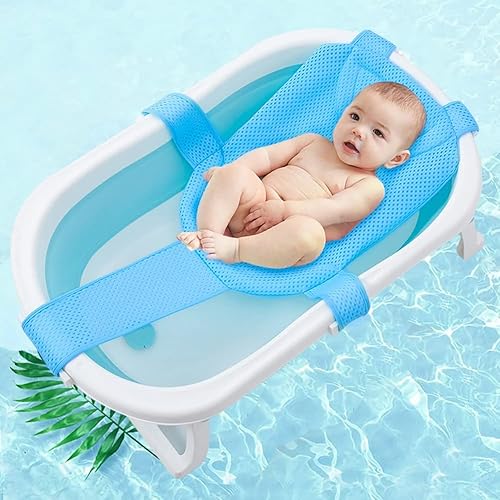 Miniatura 3 de Red de soporte para asiento de baño, cojín flotante para recién nacido, para bañera infantil, malla de ducha, soporte de tubo de baño ajustable, 5