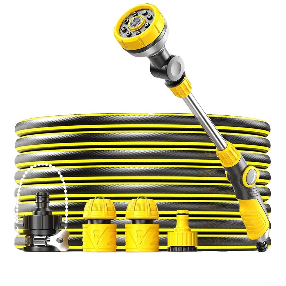 Ugello per tubo da giardino resistente, testa girevole a 180°, 10 modalità di spruzzo, controllo del pollice, struttura in lega di zinco, 45,7 cm, impugnatura ergonomica antiscivolo in TPR (B)