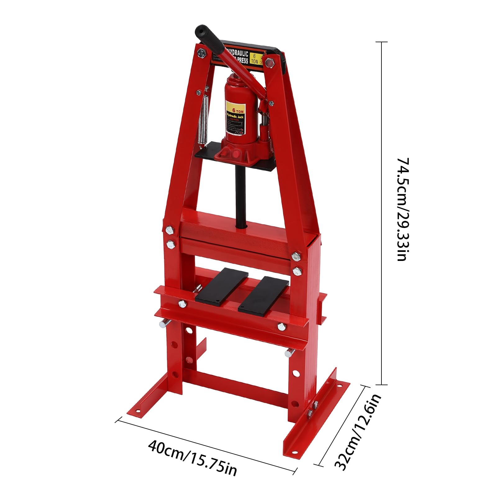 Hydraulic Shop Press,13227Lbs 5.12in Stroke H-Frame Garage Floor Shop Press with Pump & Cylinder Adjustable Shop Press with Plates for Gears Bearings Install Bearings & U-Joints Red 6T