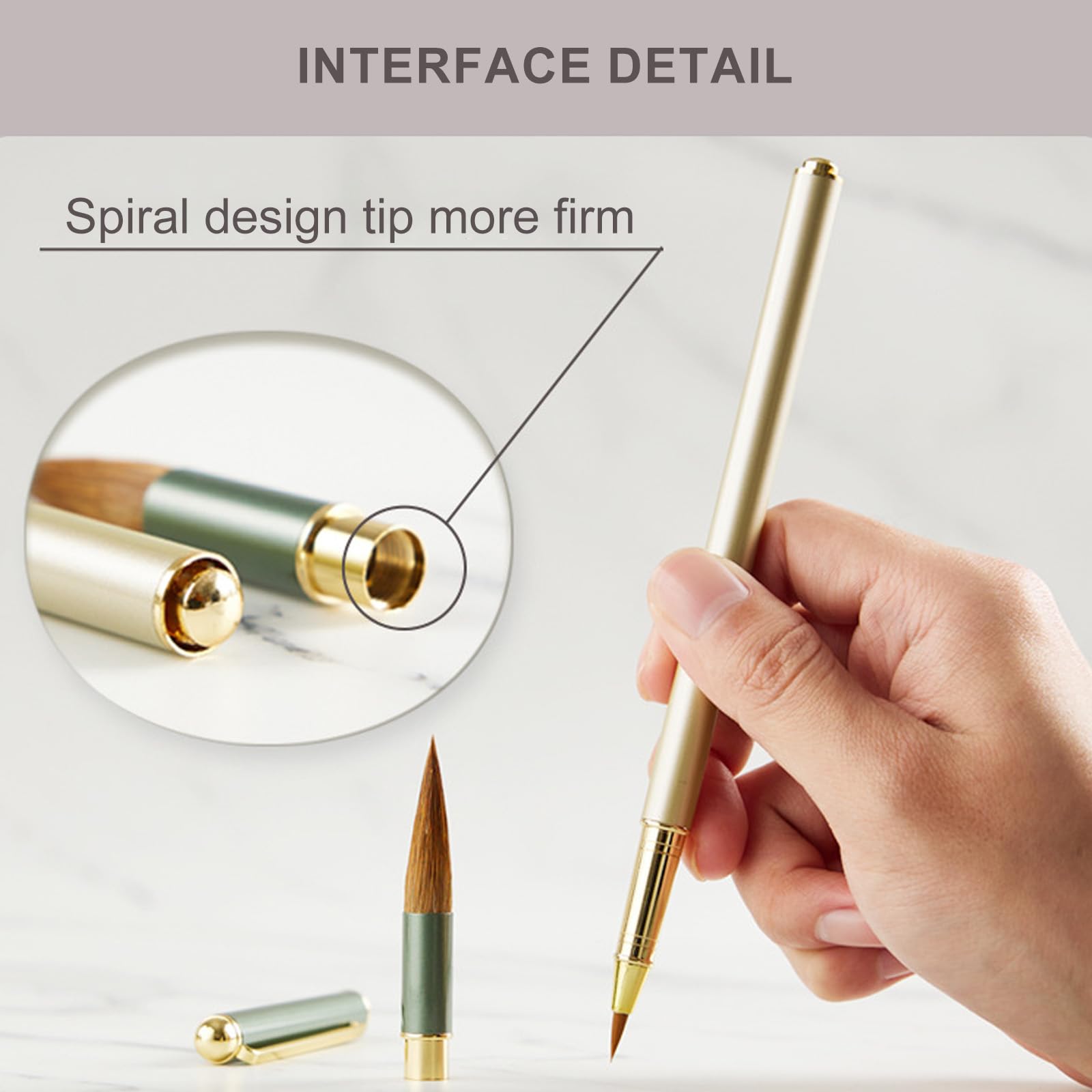 Metal Chinese Painting Brush Pen with Inks Converter and 4 Inks Cartridges for Regular Script Practice Art Drawing