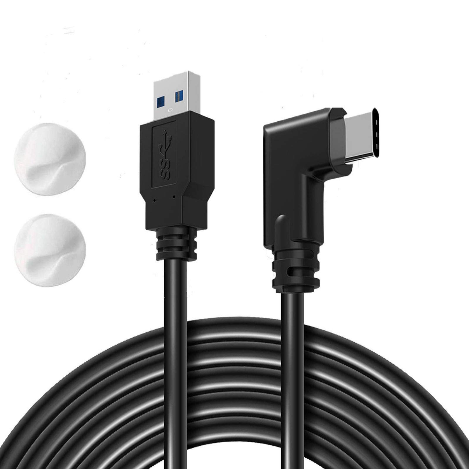 RUJOI16.5FT VR Headset Cable for Oculus Quest 2/Quest 1, 90 Degree 3.2 gen USB C to A High Speed Data Transfer& Fast Charging Cable for Oculus Quest Headset to a Gaming PC,5M/Black