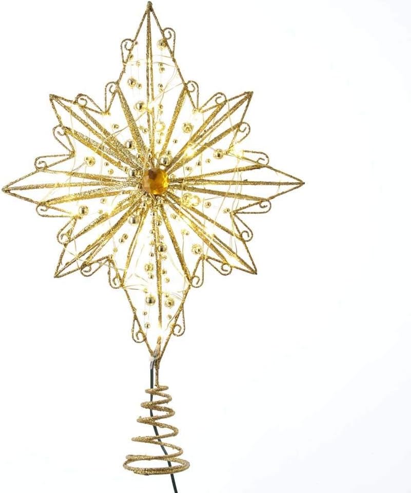 Kurt Adler 15.5-Inch 30-Light Fairy Light Gold Star Treetop