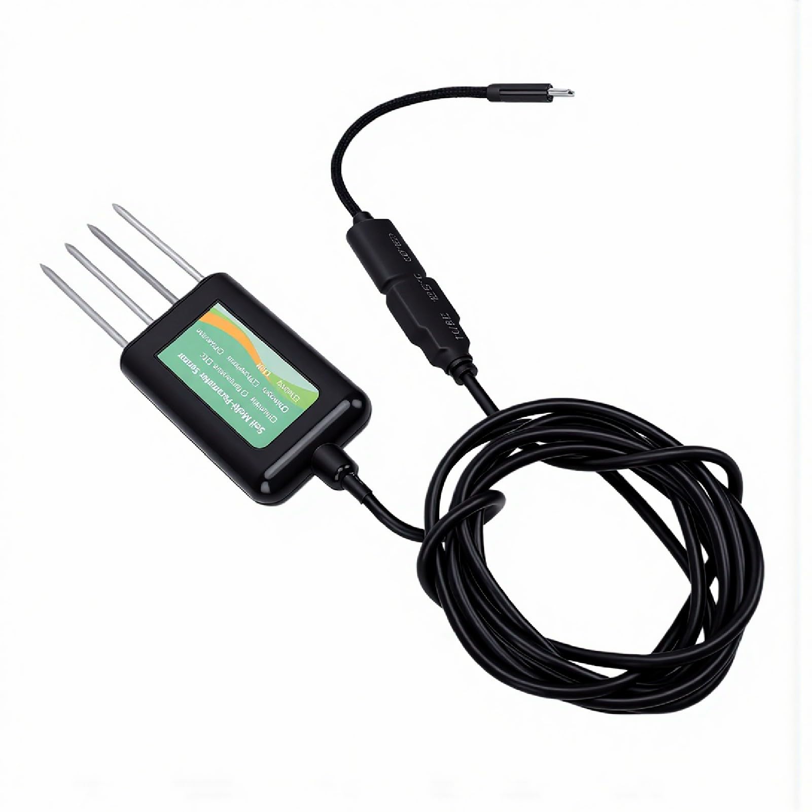 Asixxsix Medidor de humedad del suelo, IP68 Diseño a prueba de agua Probador de suelo Analizador de portátil Temperatura NPK EC Salinidad Humedad y PH Medidor de pH del
