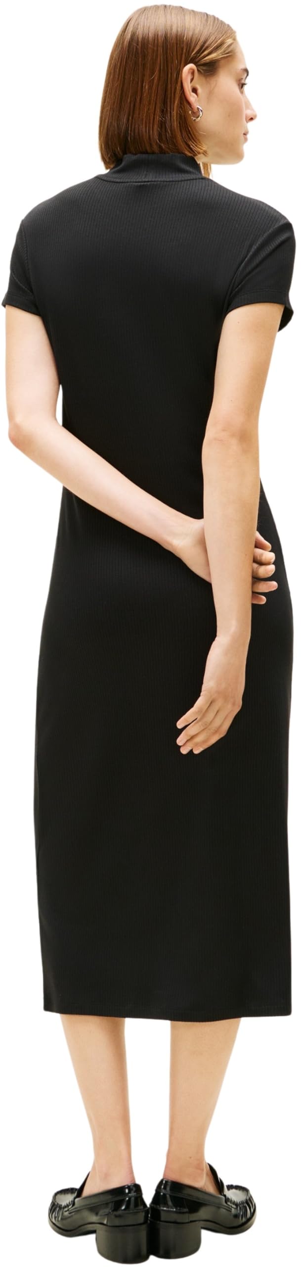 Tommy Hilfiger Damen Slim 5x2 Rib Mock-nk Ss DRS Ww0ww47860 Figurbetontes Kleid (1er Pack)