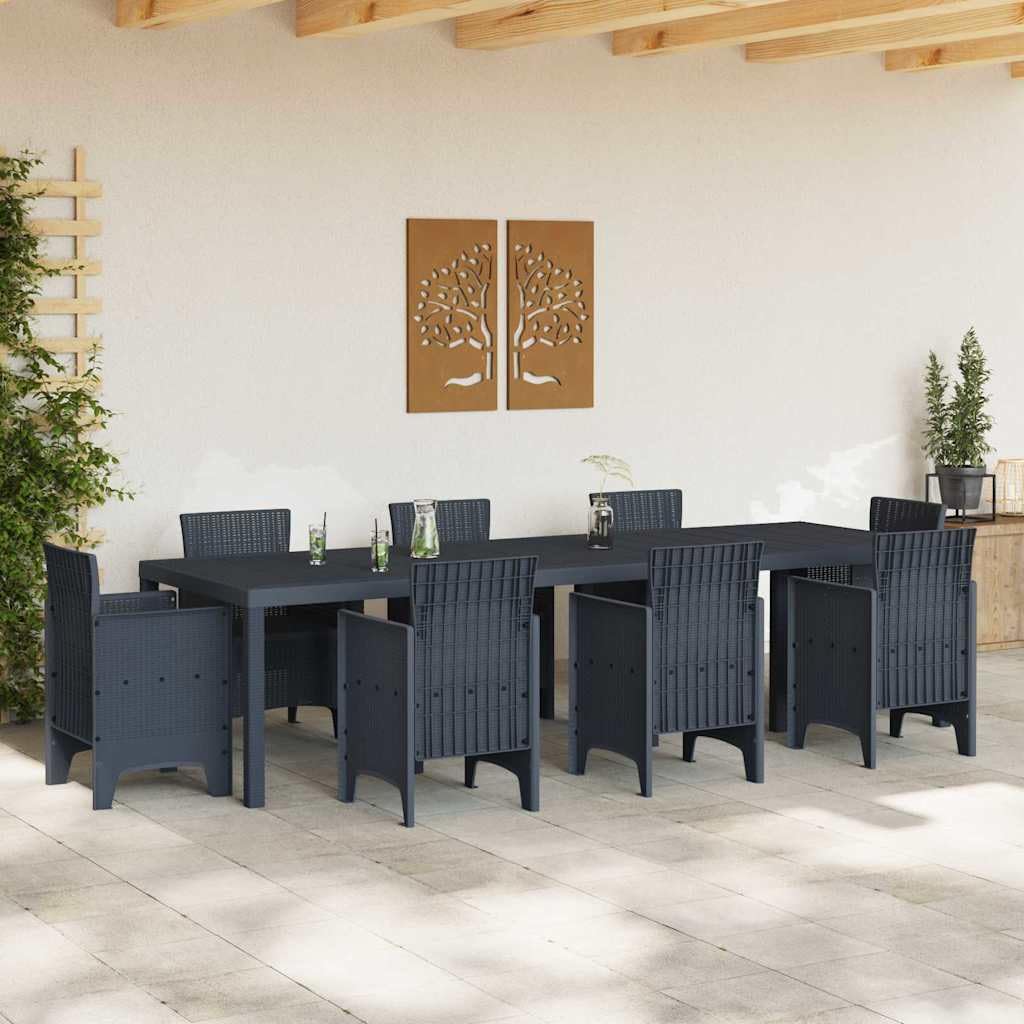 vidaXL Mesa de Jardín Antracita 300 x 100 x 73 cm ratán sintético