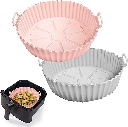 Miniatura 8 de Paquete de 2 forros de silicona para freidora de aire para 3 a 5 cuartos de galón cuenco de silicona para freidora de aire reemplazo de papel de