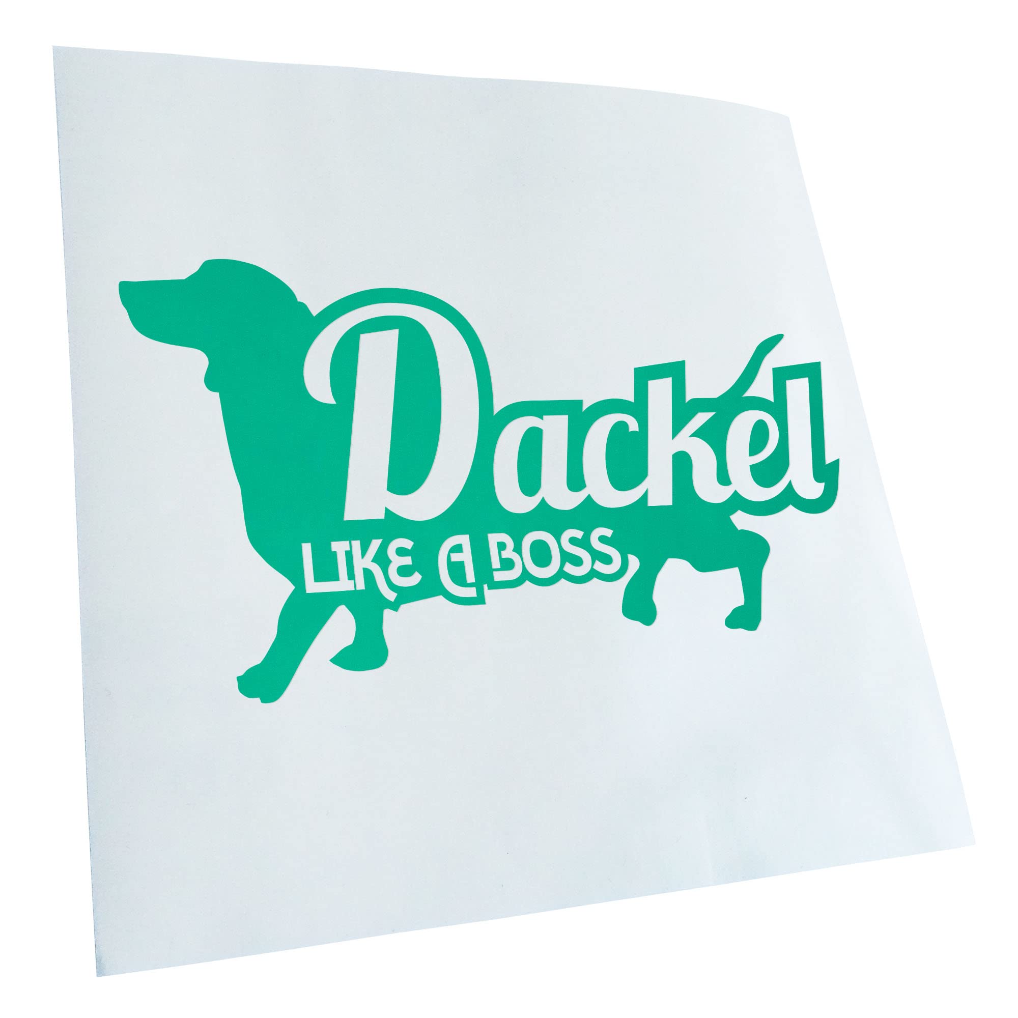 Kiwistar - Car Sticker - Turquoise - 60 x 33 cm Dachshund Like a Boss Dachshund - Rear Window Car Sticker Weatherproof for Car Truck Moped Truck - Sticker Exterior Self-Adhesive Tuning Accessories for