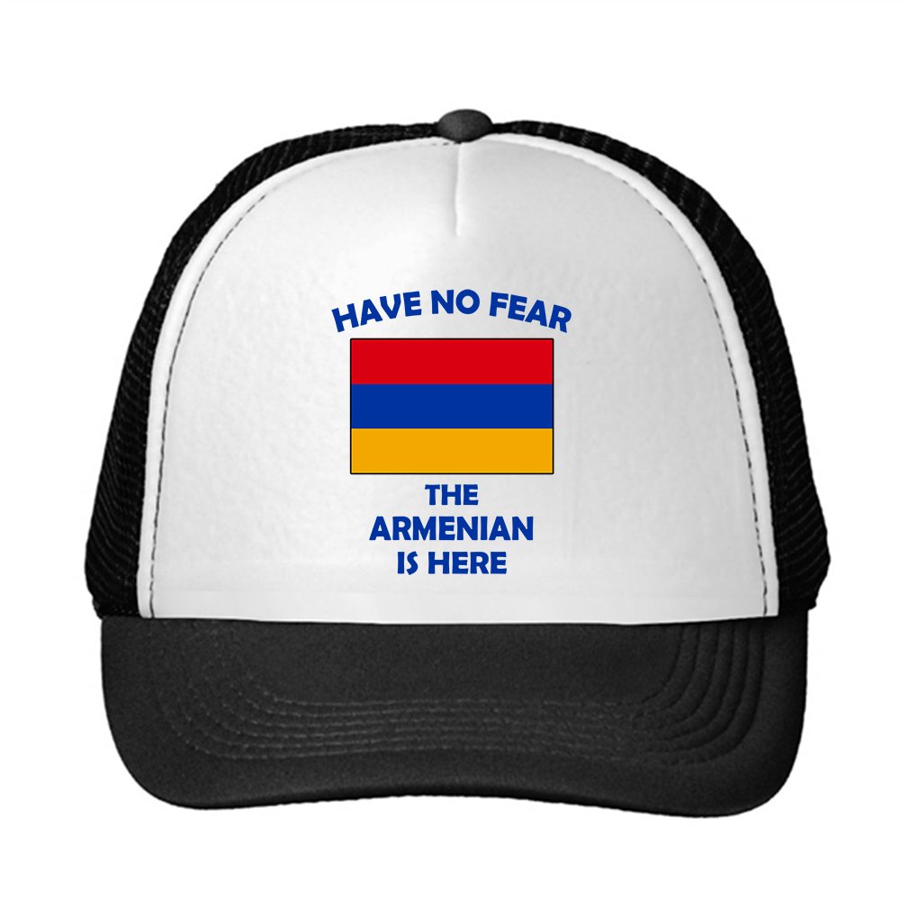 Have No Fear Armenian is Here Armenia Armenians Adjustable Trucker Hat Cap Black