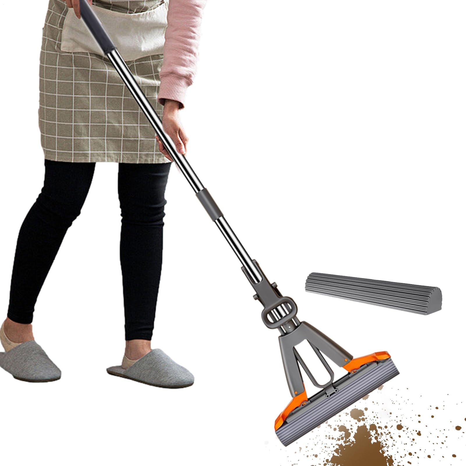 Serpilliere Escurridor | Autocentrifugado con Cabeza Reemplazable | Fregona Baño Absorbente - Azulejos Parquet Mármol Manchas Grasa Garaje Dormitorio
