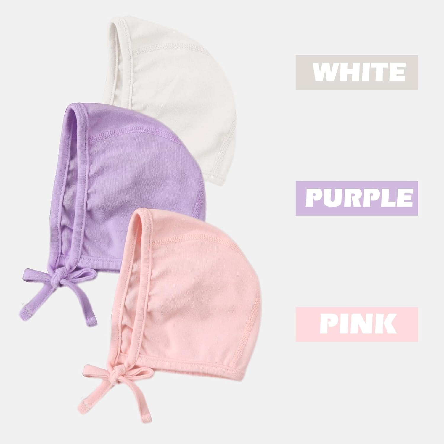 JANGANNSA Newborn Baby Hospital Hat Infant Set Head Cap Lovely Ears Belt Beanie 0-6Months - Image 3