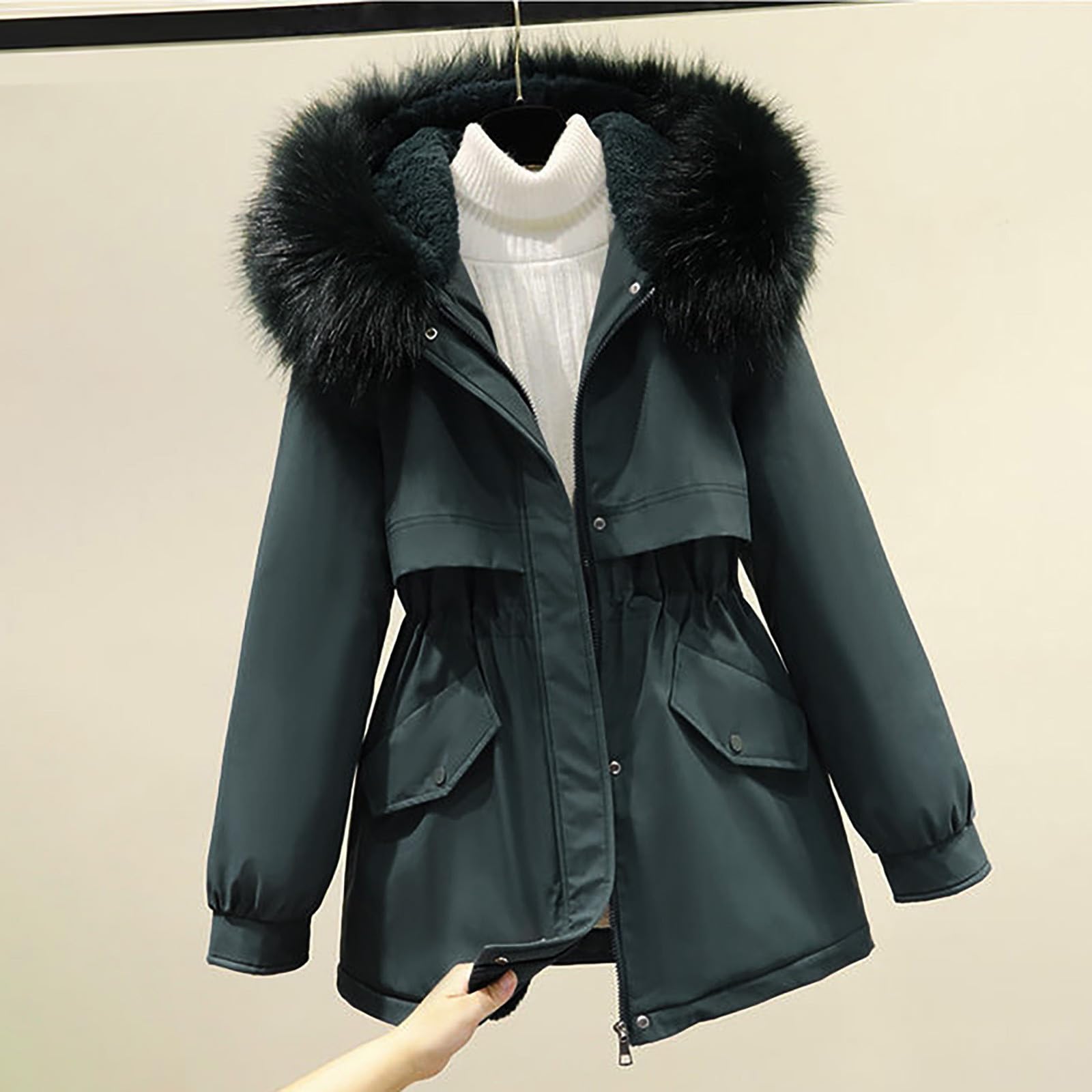 Cocila Bufanda Lana Escocesa Supera la Ropa de Invierno de Felpa y algodón Grueso, Chaquetas pequeñas de algodón para Mujer, Ropa de Trabajo y Abrigos Cazadoras Plumas Mujer