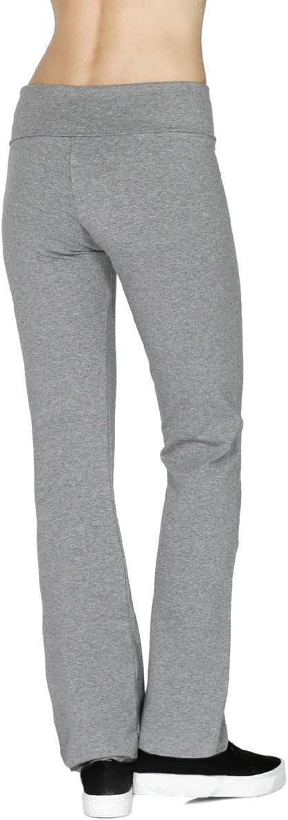 Active USA Regular Leg Stretch Cotton Fold Over Workout Yoga Pants