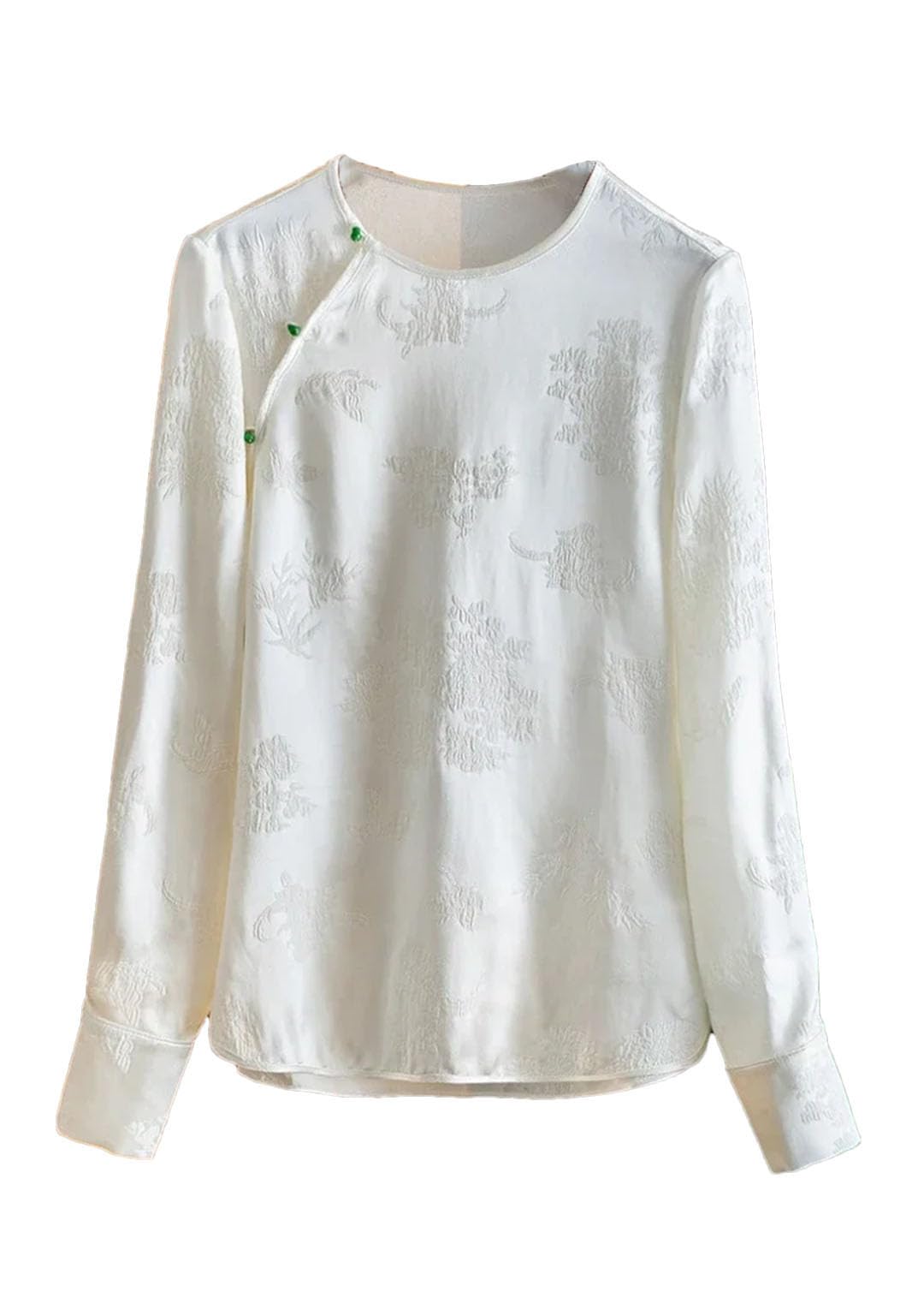 Camicie da donna in raso fiore stile cinese camicette abbigliamento allentato maniche lunghe top