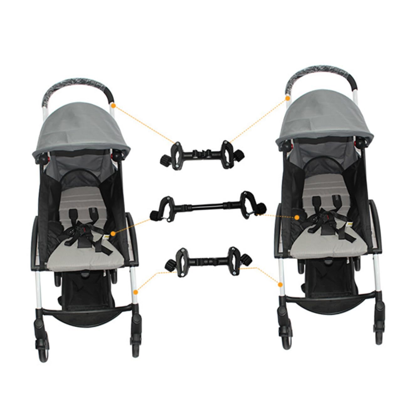 BESPORTBLE 3Pcs Stroller Connector for Converting Single Into Double Durable and Lightweight Design Easy Installation for Parents of Twins