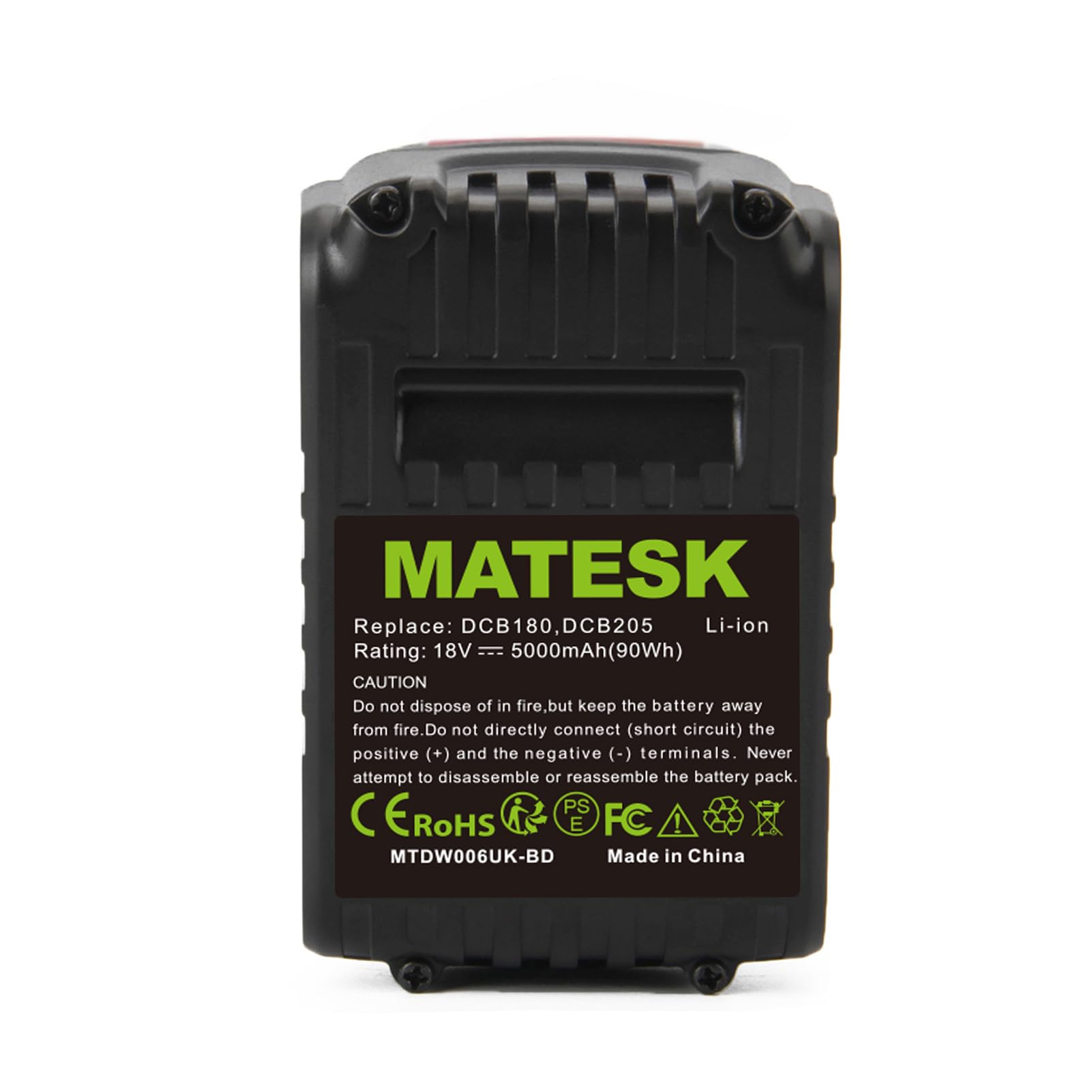 Batterie DCB184 18 V 5000 mAh pour Dewalt DCB180 DCB181 DCB200 DCB201 DCB184 DCB182 DCD740B DCG412B DCD780B DCD980L DCF885B DCS331B DCS331B DCS331B 31L1 DCS331L2 DCS331N DCS393