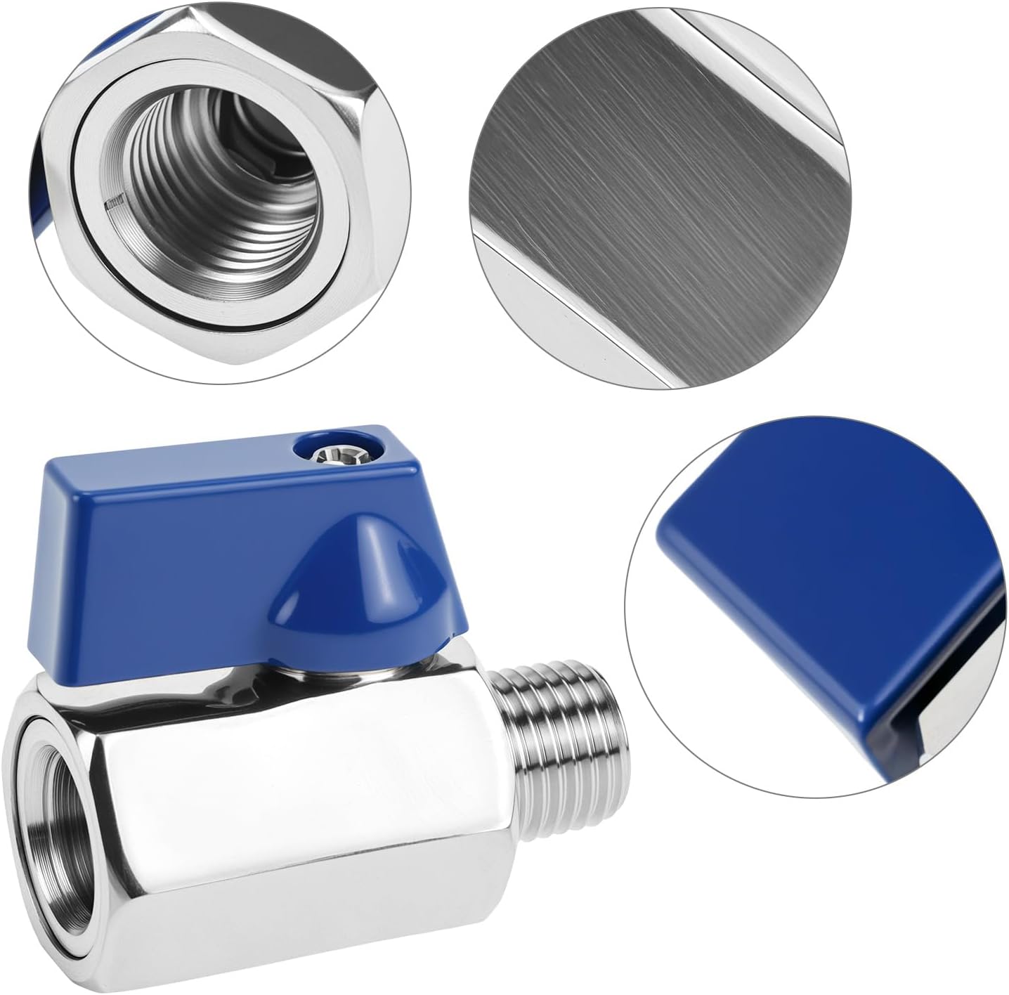 Stainless Steel Mini Ball Valve 1/4" NPT, 20 Pcs Female & Male Valves, SUS304 Body, Double-Seal