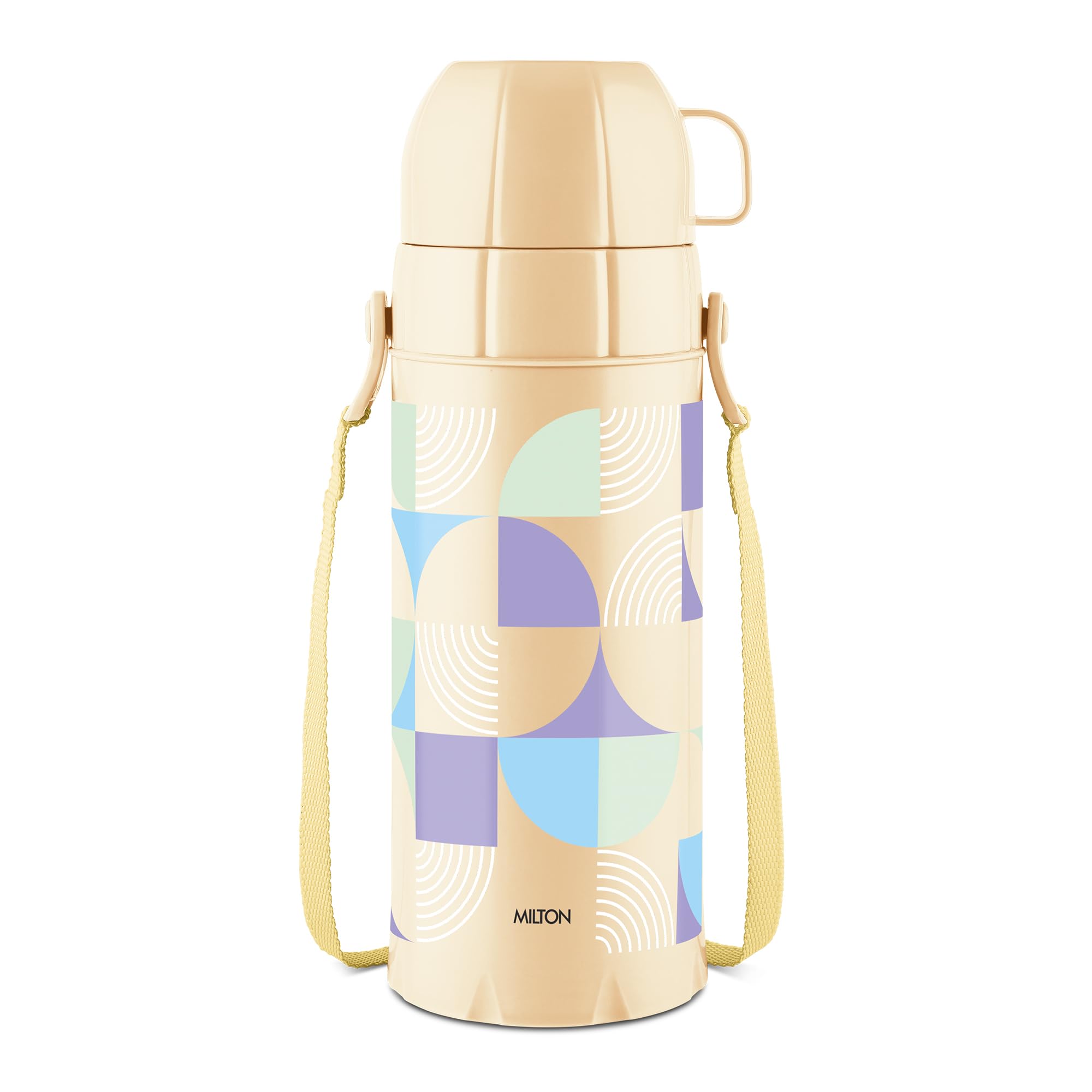 Milton Eiffel 1000 Vacuum Insulated Thermos Flask with Strap to Carry, 910 ml, Long Hours Hot & Cold Water Bottle for Office, Hiking, Trekking, Travel, Marble Ivory