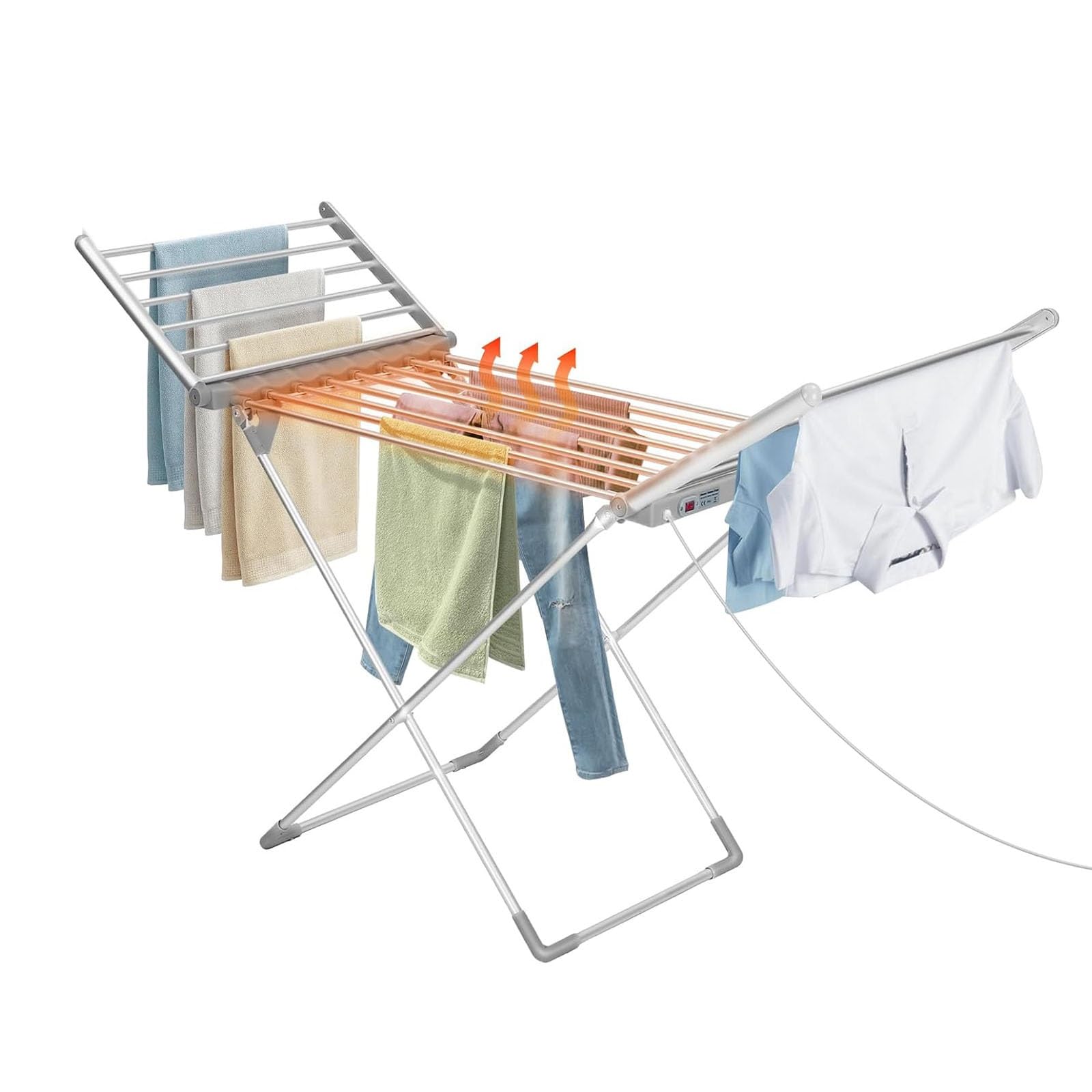 Séchoir à linge électrique chauffant en aluminium robuste et pliable