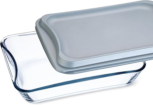 Simax Exclusivo tostador de vidrio rectangular transparente  Con tapa a presión, a prueba de calor, frío y golpes, fabricado en Europa, 3.5 cuartos