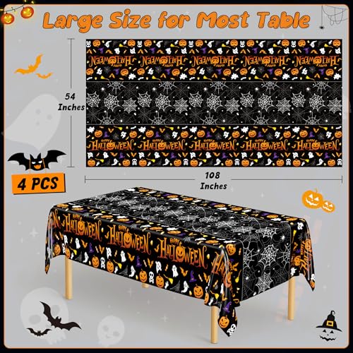 AMAZON w/Code 4-Pk 54" x 108" QZYL Halloween Disposable Plastic Tablecloths - image 2