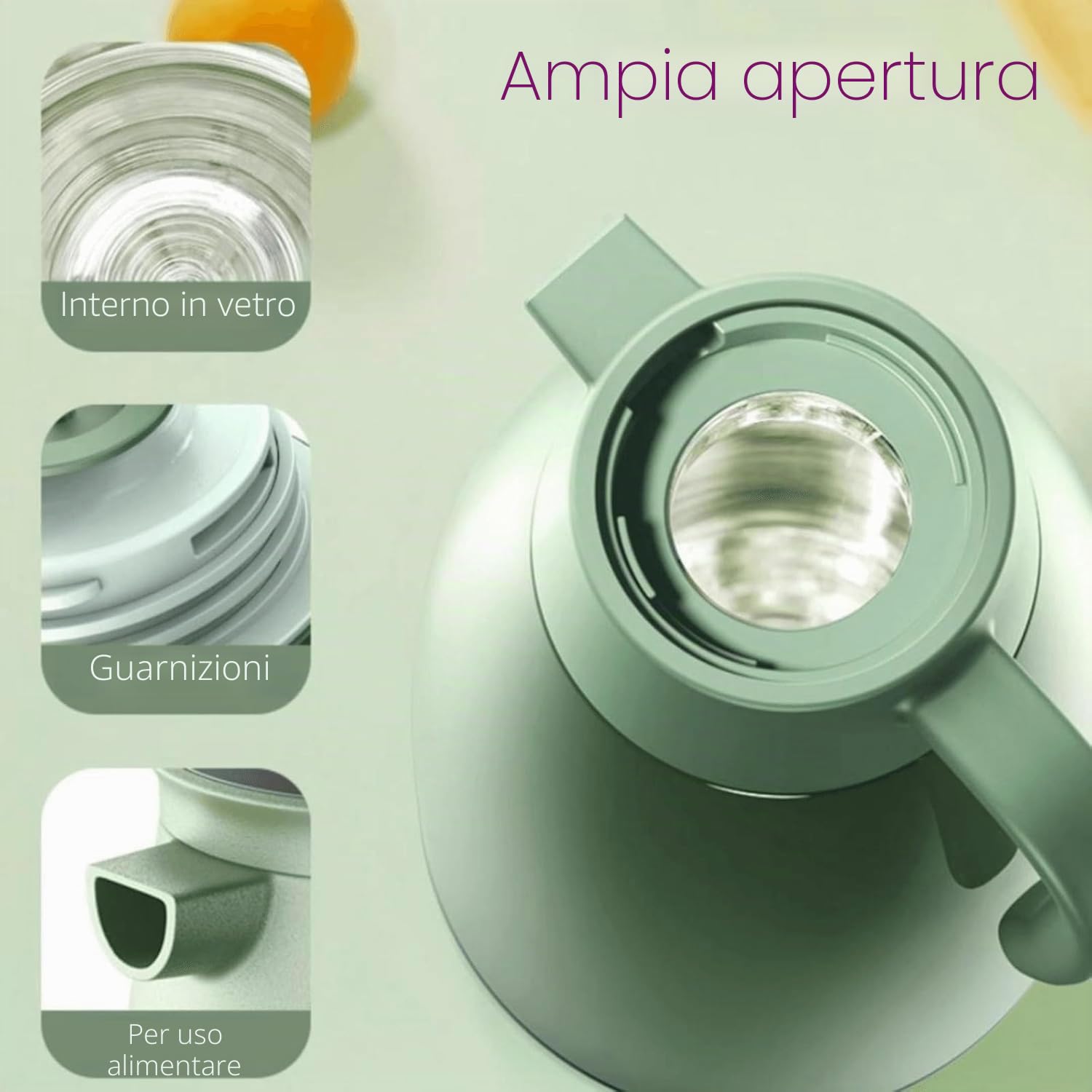 Brocca isotermica 2 L 6 strati per acqua calda | Bollitori isolati sottovuoto per teiera, caffè, succo, latte, tè, caffè, bevande, ufficio, campeggio, termico 24 ore